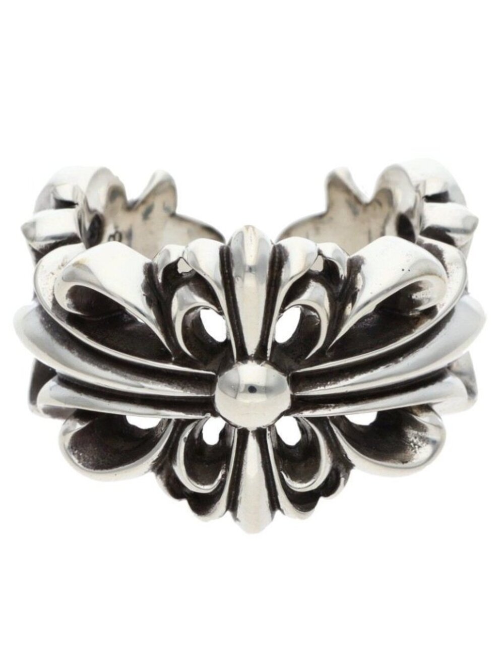Chrome Hearts Dbl Flrl Cross Double Floral Silver Ring